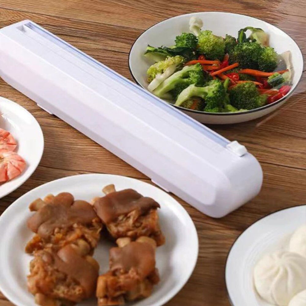 Cling Film Rotatable Food Wrapping Paper Dispenser With Sliding Knife Food Cling Film Cutter Kitchen Plastic Foil Film Cutter Ja Inovei