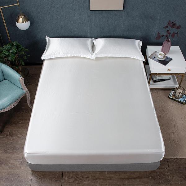 Fitted Bedsheet Satin Silky Mattress Cover Set Sabanas Satin Bed Sheets Smooth Soft Cool Fitted Bed Sheet Ja Inovei