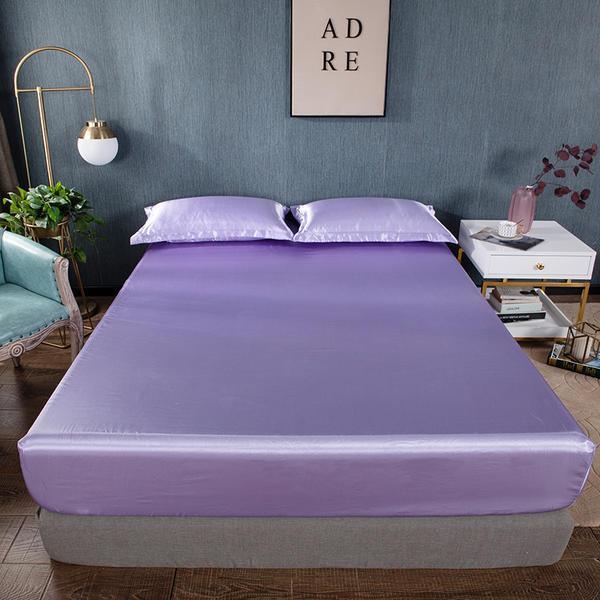 Fitted Bedsheet Satin Silky Mattress Cover Set Sabanas Satin Bed Sheets Smooth Soft Cool Fitted Bed Sheet Ja Inovei