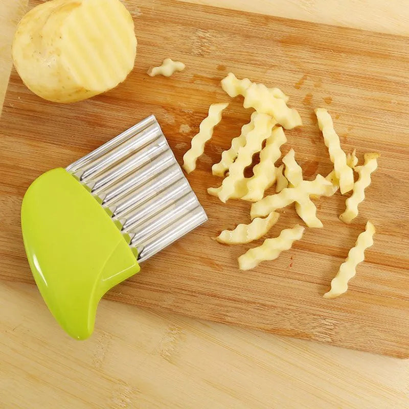 Potato Cutter Chip French Fry Maker Stainless Steel Wavy Knife French Fries Chopper kitchen Knife Chopper French Fry Maker Tools Ja Inovei