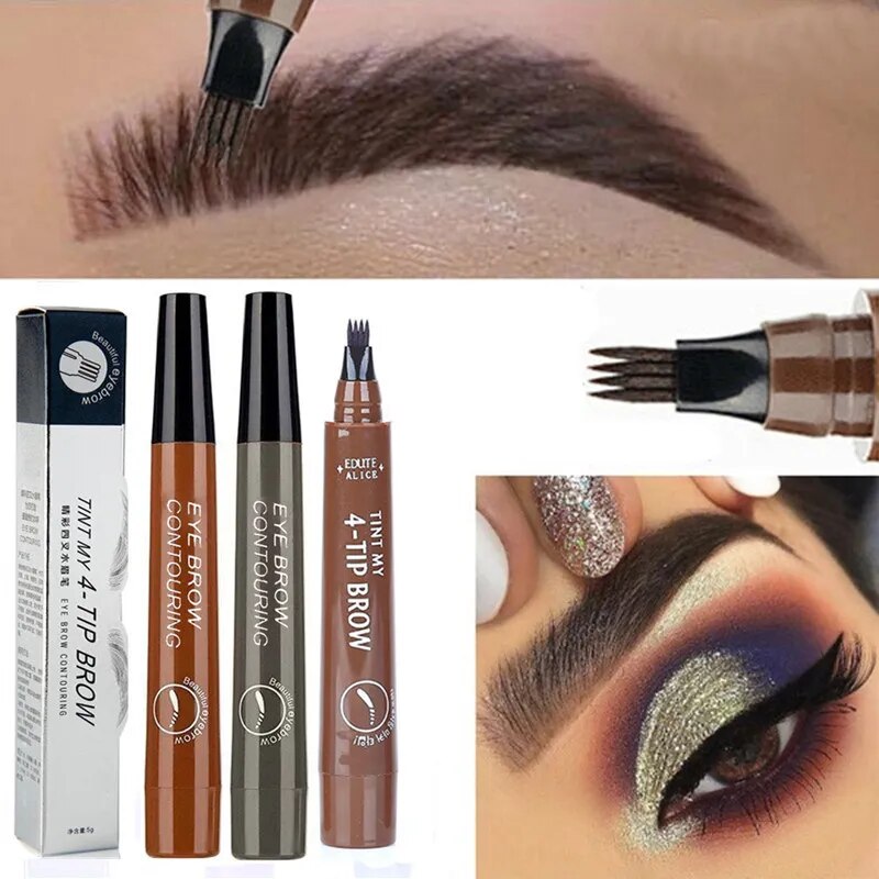 4 Point Eyebrow Pencil Waterproof Liquid Eyebrow Pen Makeup Long Lasting 4 Fork Tip Brow Pen Cosmetic Microblade Brow Pencil Ja Inovei