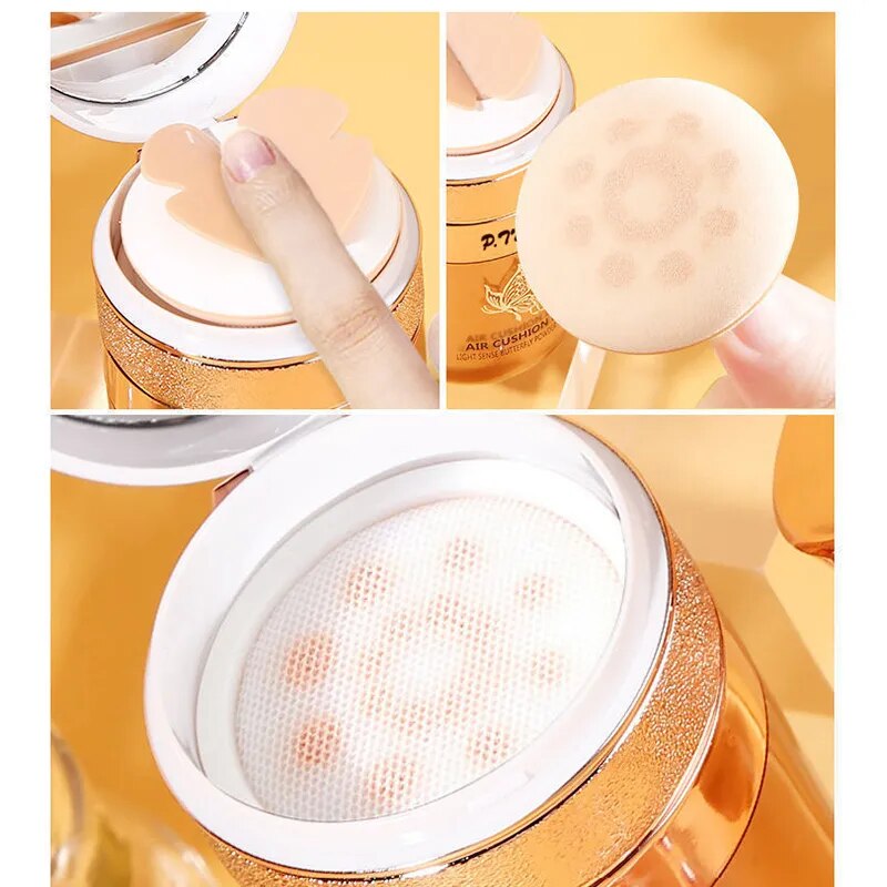 Air Cushion BB Cream Butterfly Powder Puff Moisturizing Foundation Concealer Whitening Oil-control Waterproof Makeup Cosmetics Ja Inovei