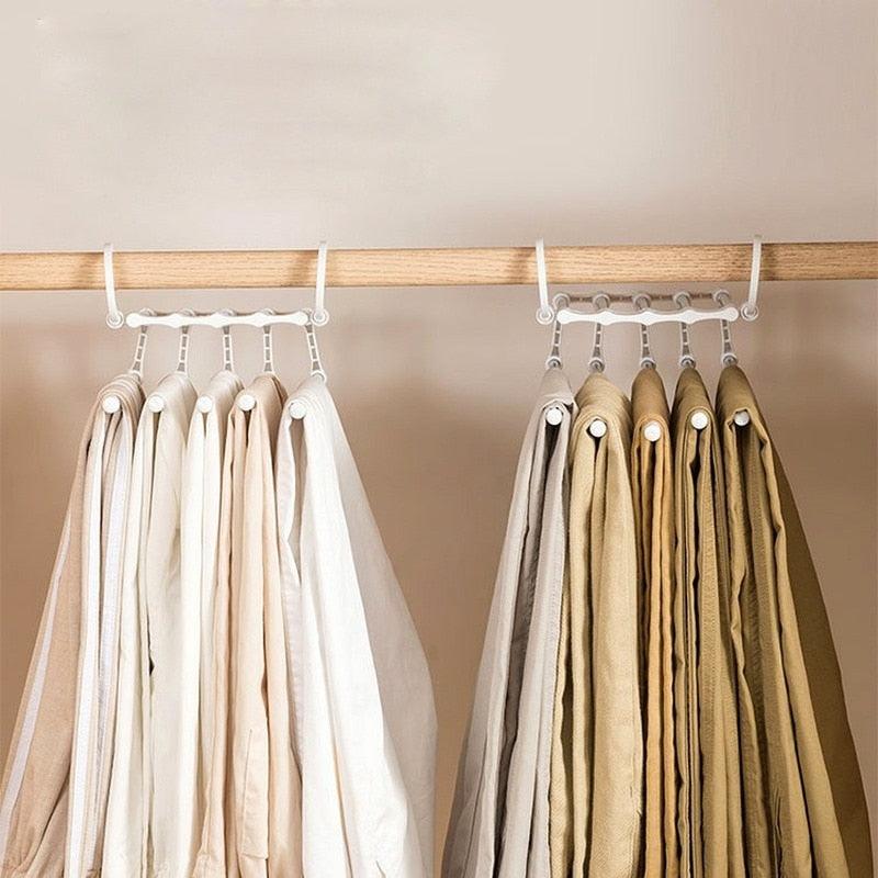 5 in 1 Stainless Steel Wardrobe Adjustable Magic Trouser Hangers Multifunction Pant Rack towel Shelves Closet Organizer Ja Inovei