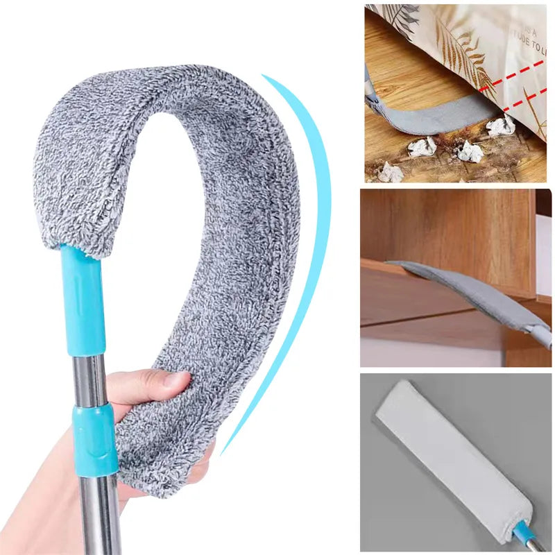 Household Telescopic Dust Brush Handle Gap Dust Cleaner Bedside Sofa Brush For Cleaning Dust Removal Brushes With Mop Cloth Ja Inovei