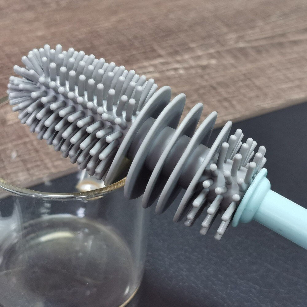 Silicone Milk Bottle Brush Long Handle Cup Brush Handheld Soft Head Food Grade Watering Kitchen Household Cleaning Brushes Ja Inovei