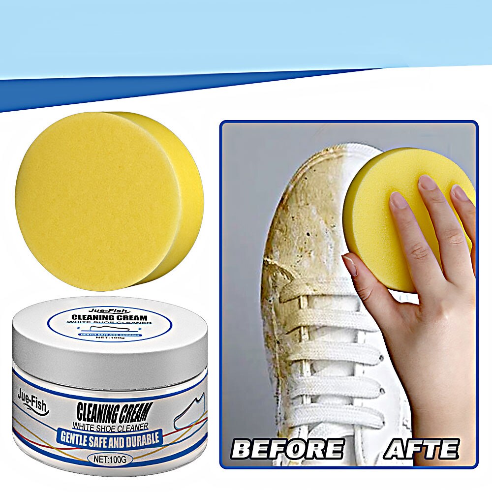 100G White Shoe Cleaning Cream Wash-Free Household Leather Cleaner Multi-Functional Sofa Leather Shoe Descaling Cleaning Paste Ja Inovei