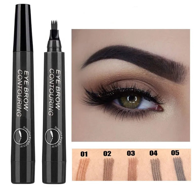 4 Point Eyebrow Pencil Waterproof Liquid Eyebrow Pen Makeup Long Lasting 4 Fork Tip Brow Pen Cosmetic Microblade Brow Pencil Ja Inovei