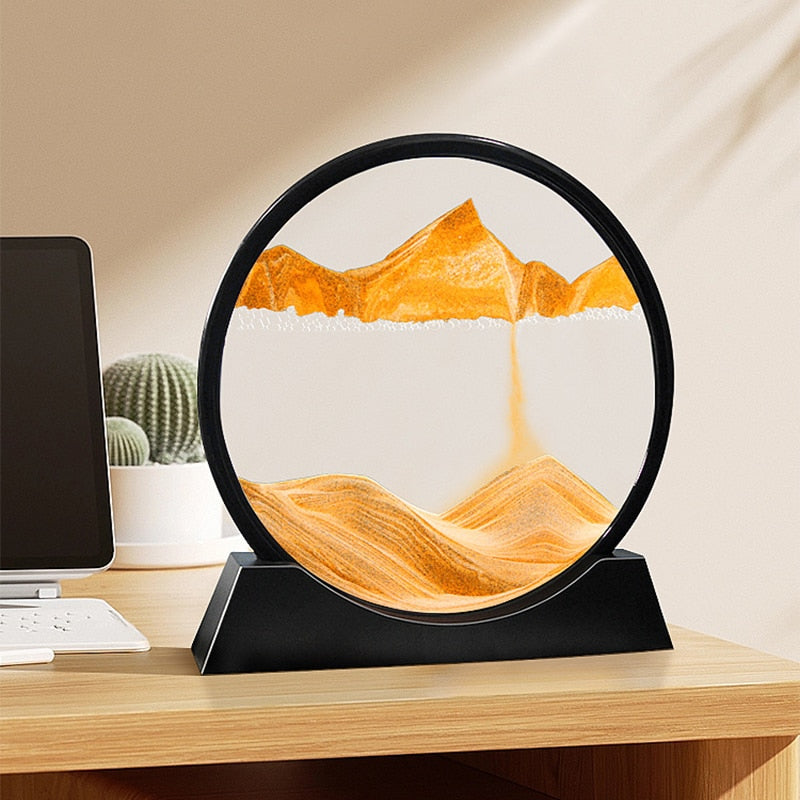 3D Moving Sand Art Picture Quicksand Craft Round Glass Deep Sea Sandscape Hourglass Flowing Sand Painting Luxury Home Decor Gift Ja Inovei