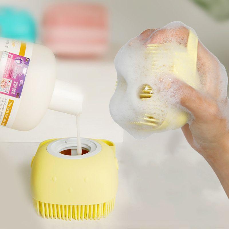 Magic Silicone Shower Brushes Multifunctional Pet Baby Bath Shampoo Brush Massage Scrubbing Brush Can Hold Shower Gel Liquid Ja Inovei